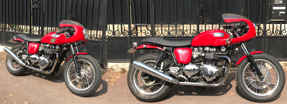 Triumph Thruxton 900 EFI rouge Norman Hyde Fairing kit